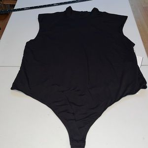 Good American size 14-16 black mock turtle neck power thong bodysuit NWT